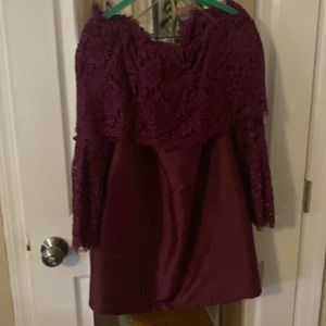 Do+Be cute off shoulder dress.  Great for a wedding or social function. Maroon